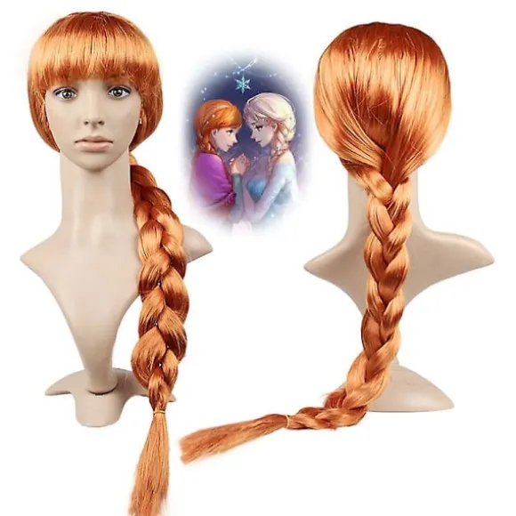 Is og sne cosplay romance paryk langt hår stor fletning
