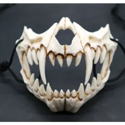 Japansk Halloween Maske Resin Maske Halvt Ansigt Kranie Skræmmende Maske Cosplay Dekorativ