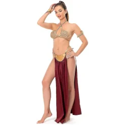 Jediens Tilbagevenden Cosplay Kostume Prinsesse Leia Slave Uniform Dräkt Dame Sexig Golden Bikini Sæt til Halloween Karneval Fest XL
