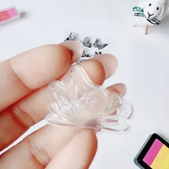 Øjenmakeup sæt, transparent sommerfugl segl, Eyeliner sommerfugl segl, hjælpeværktøj, akrylplade, blækpude, mønster 1 + 2 + blækpude