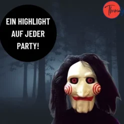 JIGSAW SAVMASK MED SYNTHETISK HÅR - Perfekt til karneval og Halloween