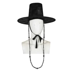 Jinu Hat Dynasty Sorte Halloween Hatte Hunter Jinu Hue med Perlekæde til Idolrolle - Legehatte Halloween Scene
