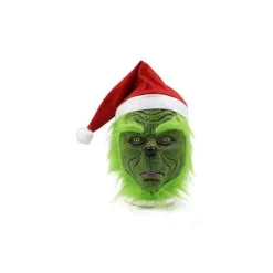 Jul fest cosplay grinchen kostume maske børn/voksne Kun grøn hætte Endast grön huva