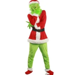 Jul fest cosplay grinchen kostume maske børn/voksne Kun grøn hætte Endast grön huva