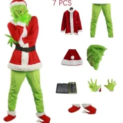 Jul fest cosplay grinchen kostume maske børn/voksne Kun grøn hætte Endast grön huva