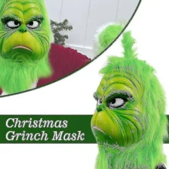 Jul Grinchen Helhoved Latexmaske Julehat Monster Voksenhandsker [] The Grinch Julemaske C