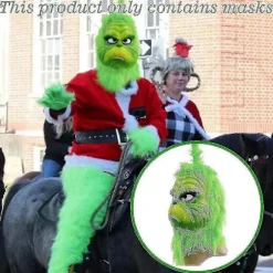Jul Grinchen Helhoved Latexmaske Julehat Monster Voksenhandsker [] The Grinch Julemaske C