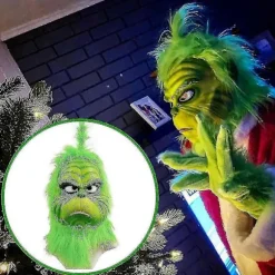 Jul Grinchen Helhoved Latexmaske Julehat Monster Voksenhandsker [] The Grinch Julemaske C