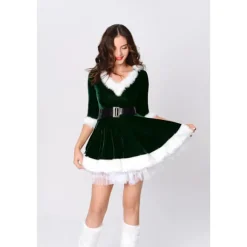Jule cosplay kostume, voksen performance kostume, dronning julekjole - Grøn - 3XL Grøn 3XL 3XL Green