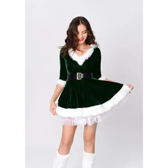 Jule cosplay kostume, voksen performance kostume, dronning julekjole - Grøn - 3XL Grøn 3XL 3XL Green