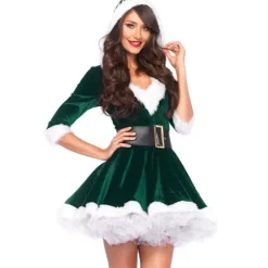 Jule cosplay kostume, voksen performance kostume, dronning julekjole - Grøn - 3XL Grøn 3XL 3XL Green