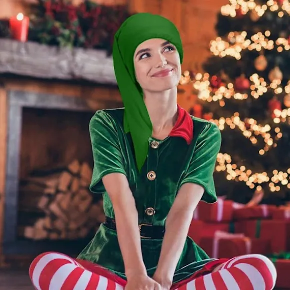 Jule Nissehue Farvet Nissekostume Hue Fugttransporterende Åndbar Hue til Julefrokost Gnome Kostumer - WELLNGS Green