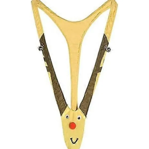 Julegave Reindeer Underwear Mankini Herre G-streng Dragter Med Klokker Pranks Til White Elephant Udvekslingsgaver Valentinsdag (LGL)