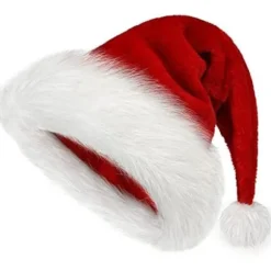 Julehat, Julemandshat til Voksne Unisex, Blød Fløjl Ekstra Tyk Klassisk Pels Julehat til Nytår Festlig Fest