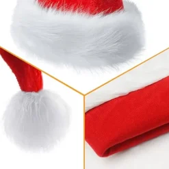 Julehat, Julemandshat til voksne, Unisex, Fløjls komfort, Ekstra tyk klassisk pels julehat til juleartikler til nytårsfestlige fester