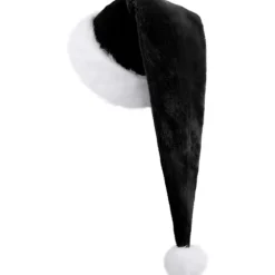 Julehat Nissehue til voksne, Plus Lang Julehat Luksus Nissehue, Julefrokosthat til mænd og kvinder, Juletilbehør Sort black adult