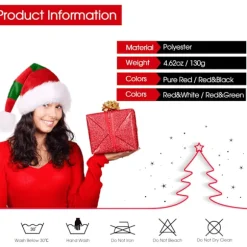 Julehat, Unisex-Voksen Julemandens Hat Deluxe Fløjl Julemand Hat Dekorationer Gaver Kostume Til Julefest Halloween Nyhed Stribet Rød&Grøn