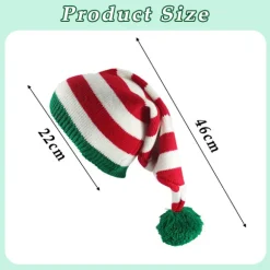 Julehatte til voksne, Elverhatte med lang hale, troldmandsstil, strikket hat til juletiden, festligt juletema, unisex design, vinter Red, White, Green | Fyndiq