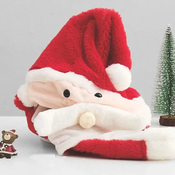 Julehue i plys, aftagelig skæghue, julemandsplyshue, LED-julehue, sjov julehue, bruges til Cosplay-julefest【PL】