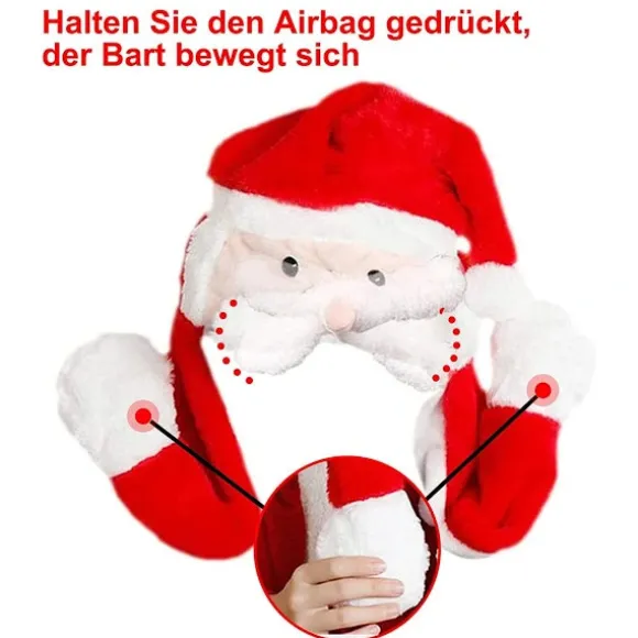 Julehue i plys, aftagelig skæghue, julemandsplyshue, LED-julehue, sjov julehue, bruges til Cosplay-julefest【PL】