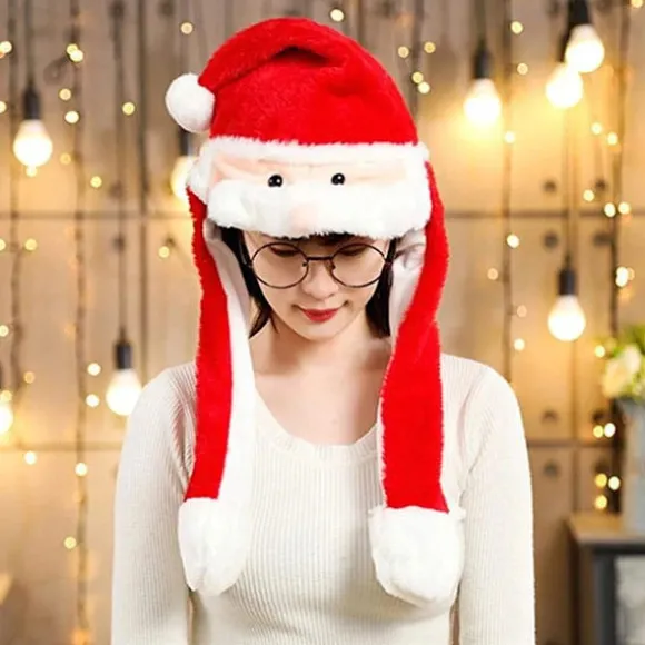 Julehue i plys, aftagelig skæghue, julemandsplyshue, LED-julehue, sjov julehue, bruges til Cosplay-julefest【PL】