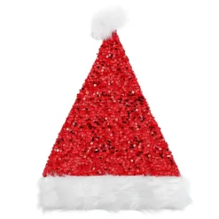 Julehue Paillet Nissehue Glitter Plys Nissehue Dekorativ Julehue Nyhed Feriehue Jule Cosplay Kostume Tilbehør til CJY Red 40X29X4CM