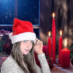 Julehuer Jul Nissehue Unisex Rød Fortykket Fløjl Nissehue-jul Klassisk Hue Julehue Nisse Rensdyr Snemand Hue Nytår Festlig Højtid