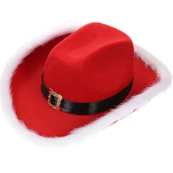 Julemandens julehat Julefest Cowboyhat Julelys Hat Festartikler (40X30CM, Rød)