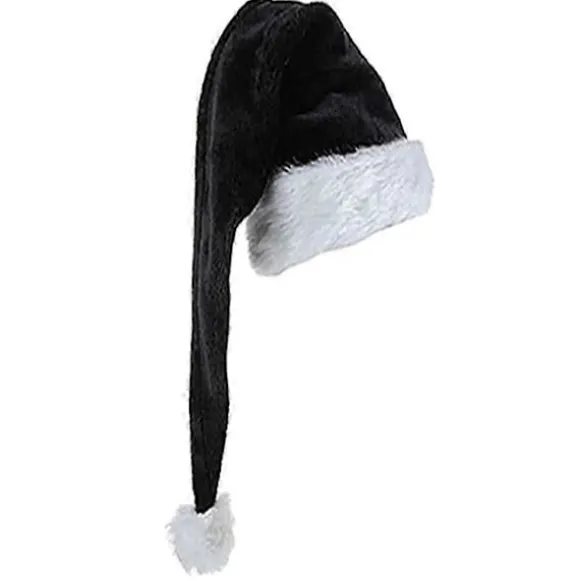 Julemandshat i fløjl, unisex, komfortabel, sort og hvid til voksne - 150 cm