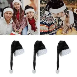 Julemandshat i fløjl, unisex, komfortabel, sort og hvid til voksne - 150 cm