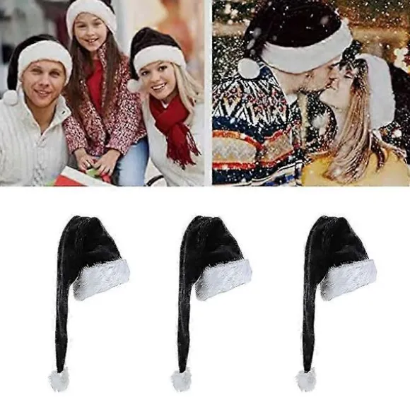 Julemandshat i fløjl, unisex, komfortabel, sort og hvid til voksne - 150 cm
