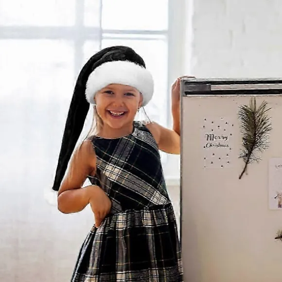 Julemandshat i fløjl, unisex, komfortabel, sort og hvid til voksne - 150 cm