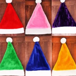 Julemandshat i Velour Unisex Komfortabel Kreativ Flerfarvet Voksen & Børn Julehat til Julefrokost