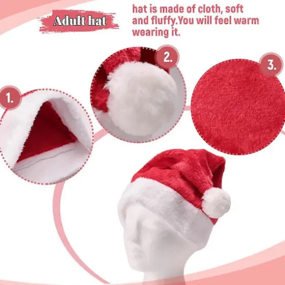 Julemandshat Julehat Juledag kostume udklædning plys tyk Julemandshat voksen