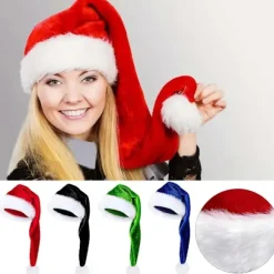 Julemandshat Lang Xmas Fløjl Julemandshat Vinter Varmt Kostume Julefestartikler til Cosplay Fester Sceneoptræden
