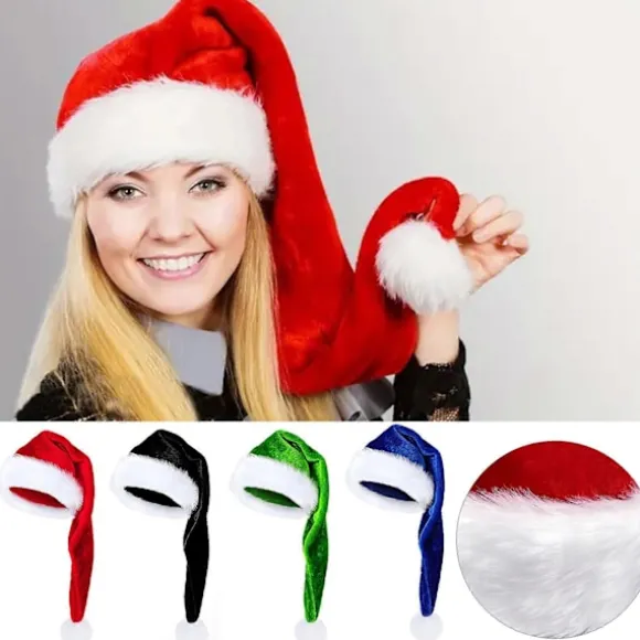 Julemandshat Lang Xmas Fløjl Julemandshat Vinter Varmt Kostume Julefestartikler til Cosplay Fester Sceneoptræden
