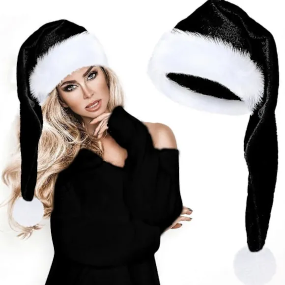 Julemandshat Lang Xmas Fløjl Julemandshat Vinter Varmt Kostume Julefestartikler til Cosplay Fester Sceneoptræden