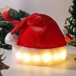 Julemandshat, LED Plys Julemandshat, Unisex Julemand Lysende Hat, Velegnet til Julefrokost, Festival og Nytårsgave (45*38cm)c p