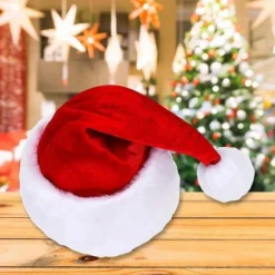 Julemandshat med hvid kant til julefest Nytår Hovedbeklædning Julemandskostume Tilbehør Gave Marineblå Navy Blue