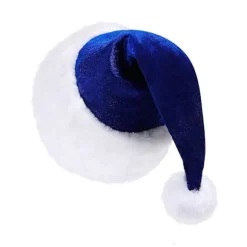 Julemandshat med hvid kant til julefestival, nytårshovedbeklædning, julemandskostume, tilbehør, gave, marineblå Navy Blue