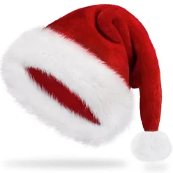 Julemandshat til voksne, Klassisk julemandshat til mænd og kvinder - Perfekt til juleferier, nytårsfester, festlige sammenkomster
