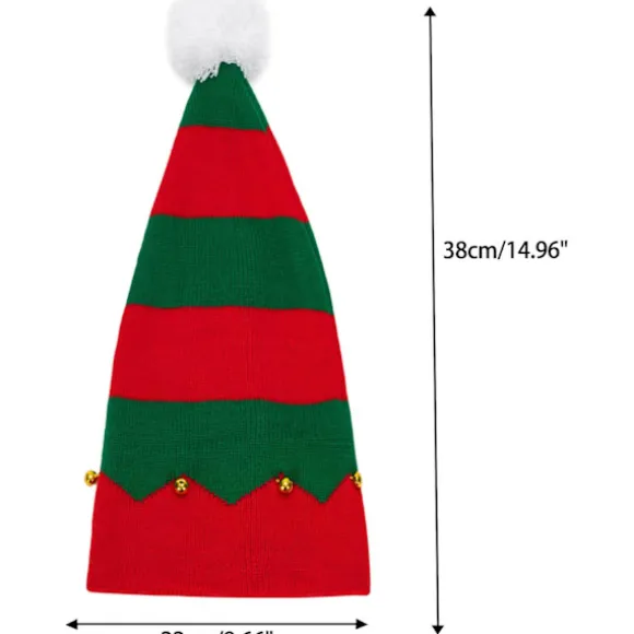 Julemandshue Elf Julebeaniehat til Kvinder Mænd Varmt Strikket Hat med Poms Jule Nytår Fest Red Green Medium
