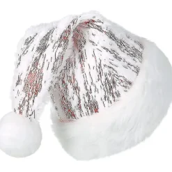 Julemandshue til Voksne, Deluxe Hvid Fløjl Julemandshue med Blødt For, Julemandshue med Rød Silke til Mænd og Kvinder (FMY) Red