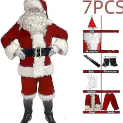 Julemandskostume til mænd Voksen Julemandskostume Julemandsdragt 7 dele 7pcs M