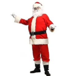 Julemandskostume til mænd Voksen Julemandskostume Julemandsdragt 9 stk. 9pcs 3XL