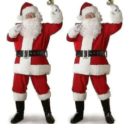 Julemandskostume til mænd Voksen Julemandskostume Julemandsdragt 9 stk. 9pcs 3XL