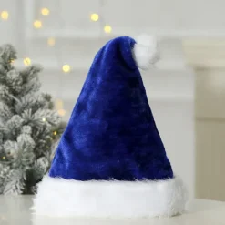 Juleplyshat Ekstra Tyk Stor Kugle Julemandshat Gammel Mands Hat (Blå)
