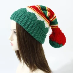Julestrikkede huer - Elf Strikket Julemand Strikkehue med Pompom til Voksne Børn Adult