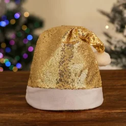 Juleudsalg Pludselig Julemandshue, Sjove Julehatte til Børn & Voksne Julehat, Sekvenstil Juleferiehat, Unisex Fløjl Klassisk Sa