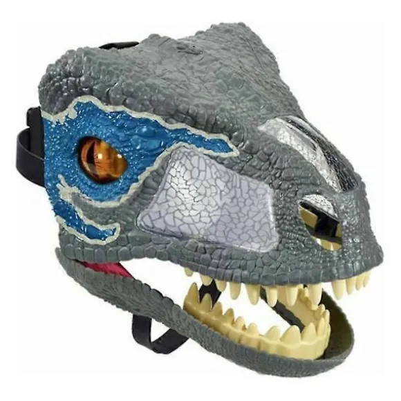 Jurassic World Dinosaur Cosplay Maske Med Bevægelig Mund (LGL) Grey Blue
